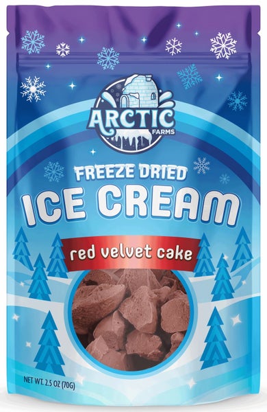 12-PACK OF Candy, Freeze Dried Ice Cream - Red Velvet Cake, Arctic Farms