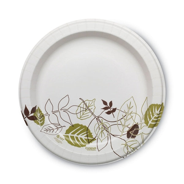 125-PACK OF Plate Paper Dixie SXP10PATH Heavyweight Soak Proof Shield Paper Plates - Green/Burgundy (125 Count) for Messy Foods