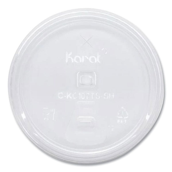 1000-PACK OF Lid Plastic Karat C-KC107TS-SH Clear Plastic PET Lids for 32 oz Cold Cups - 1000 Count Carton - Ideal for Smoothies and Beverages