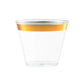24-PACK OF Cup Plastic 9 oz w/ Metallic Gold Rim