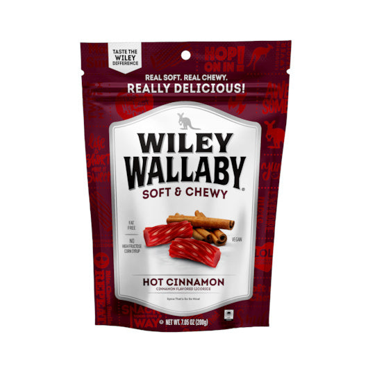 12-PACK OF Hot Cinnamon Licorice Wiley Wallaby, 12 - 7.05 Oz