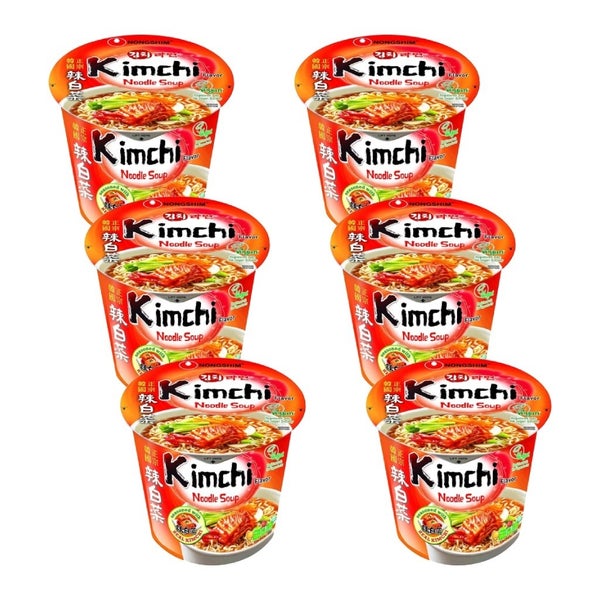 6-PACK OF Noodle Ramen Kimchi Soup Cup Nong Shim 2.64 oz