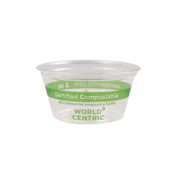 2000-PACK OF Cup Cold Eco-Friendly World Centric CPCS2S 2 oz PLA Souffle Cold Cups - Clear (2,000 Count)
