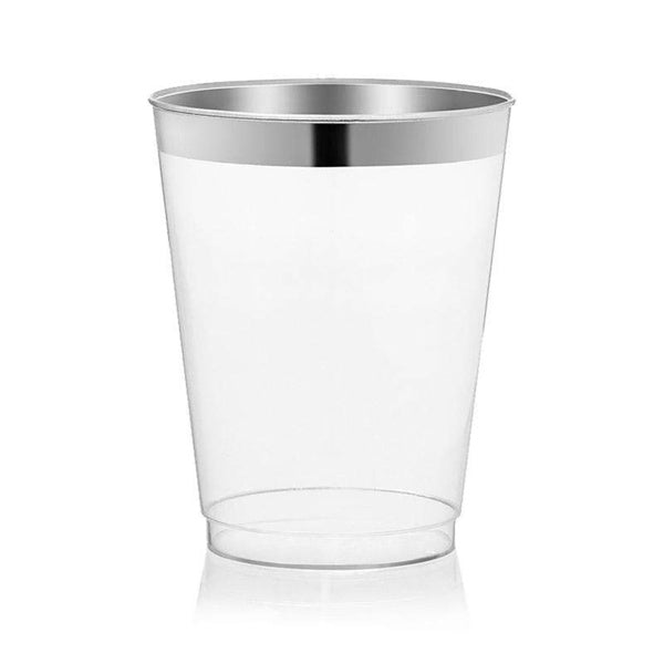 24-PACK OF Tumbler Plastic 10 oz w/ Silver Rim