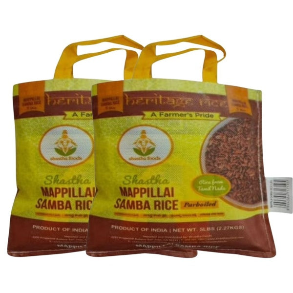 2-PACK OF Shastha Traditional Earthy Flavoured Mappilai Samba Rice - 10 Lbs ,