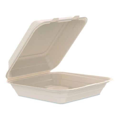 200-PACK OF TRAY FOOD COMPOSTABLE MOLDED FIBER HINGED LID