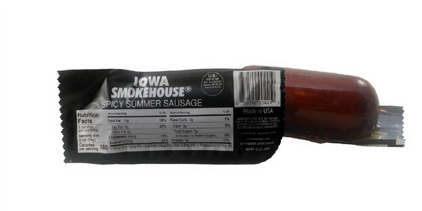 12-PACK OF Sausage Summer Spicy 12 oz, Iowa Smokehouse
