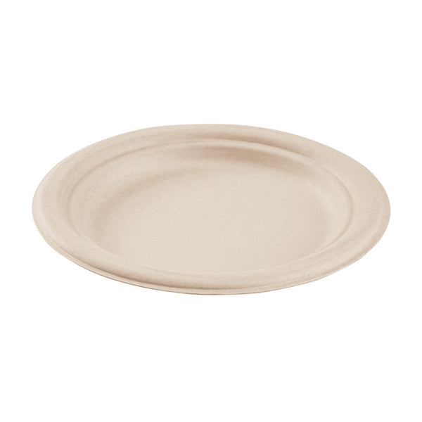 1000-PACK OF Plate Round Karat Earth 7'' Molded Fiber Round Plates, PFAS Free, Natural - 1,000 pcs