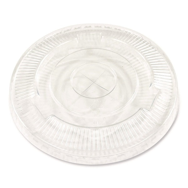 100-PACK OF Lid Flat Boardwalk Crystal-Clear Cold Cup Straw-Slot Lids for 9 to 12 oz Beverages -