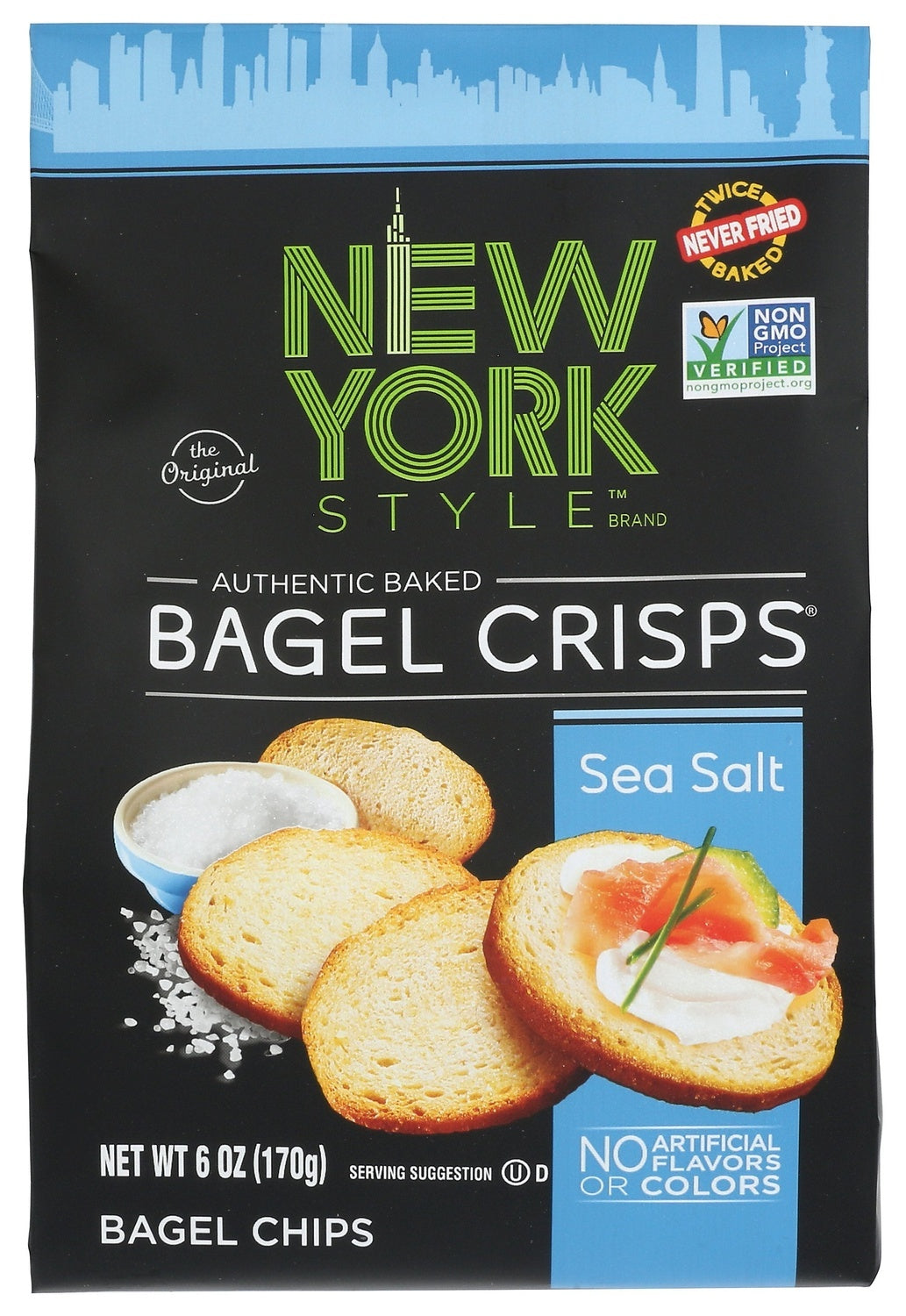 6-PACK OF SNACK CHIP BAGEL, SEA SALT