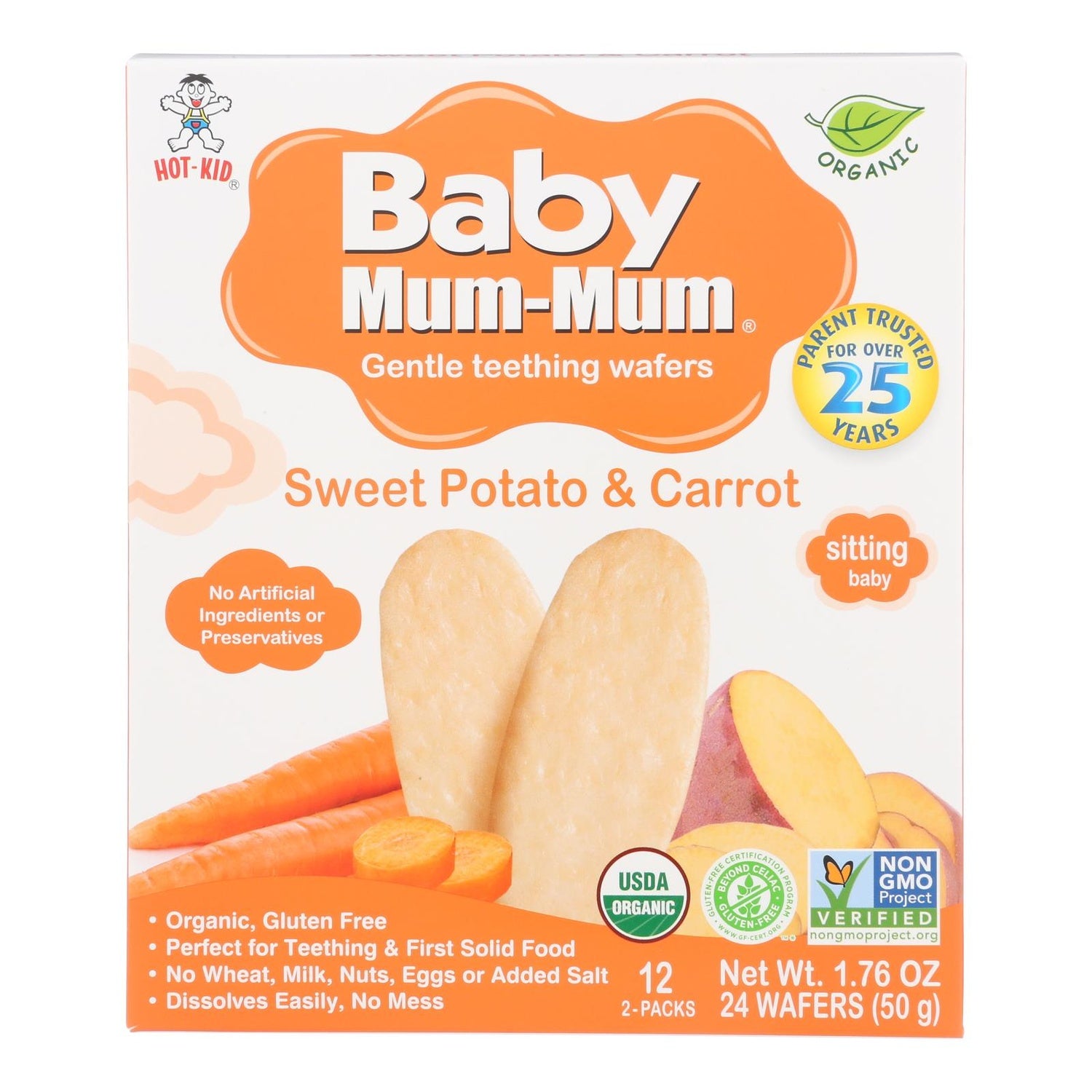 6-PACK OF SNACK RICE SWEET POTATO AND CARROT, TEETHING