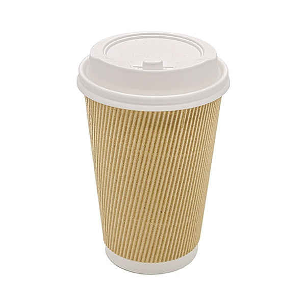 500-PACK OF Cup Paper Karat C-KRC516 16 oz Ripple Hot Cups - Durable Kraft/White Design (500 Count)