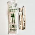 500-PACK OF UTENSIL KIT 6" Wrapped Compostable CPLA Fork & Knife Set w/ Napkin | 500 count