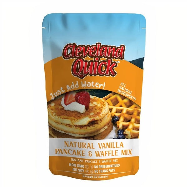 12-PACK OF Mix Pancake + Waffle Natural Vanilla, Cleveland Quick