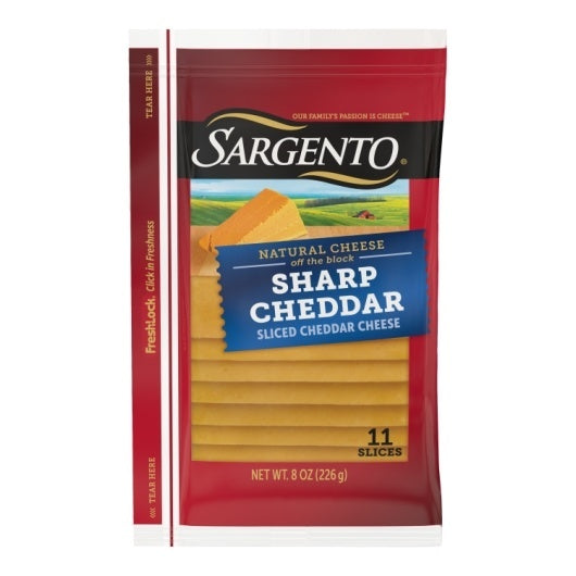 9-PACK OF Sharp Cheddar Natural Cheese Slices Sargento, 9 - 8 Oz