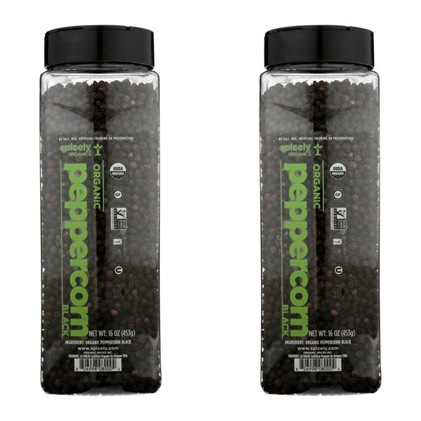 2-PACK OF Spice Black Peppercorn Organic Spicely Organic 16 oz