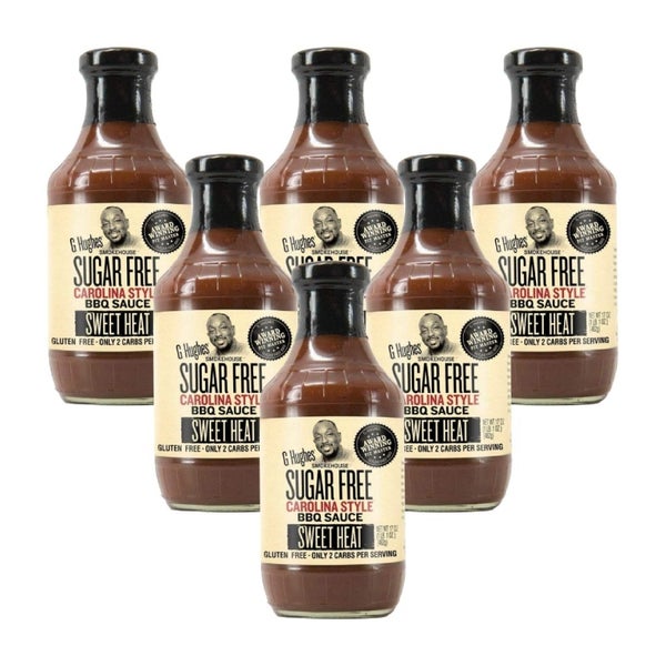 6-PACK OF Sauce Bbq Sweet Heat Carolina Style Sugar G Hughes 17 oz