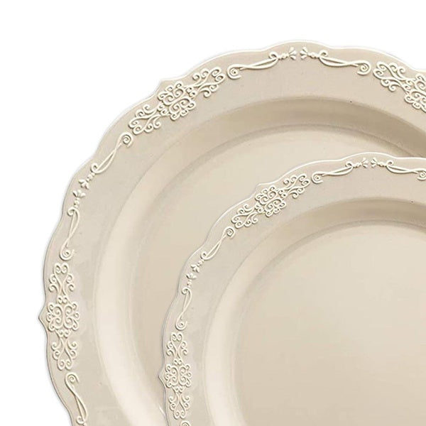 120-PACK OF Plate Set Ivory Disposable Dinnerware
