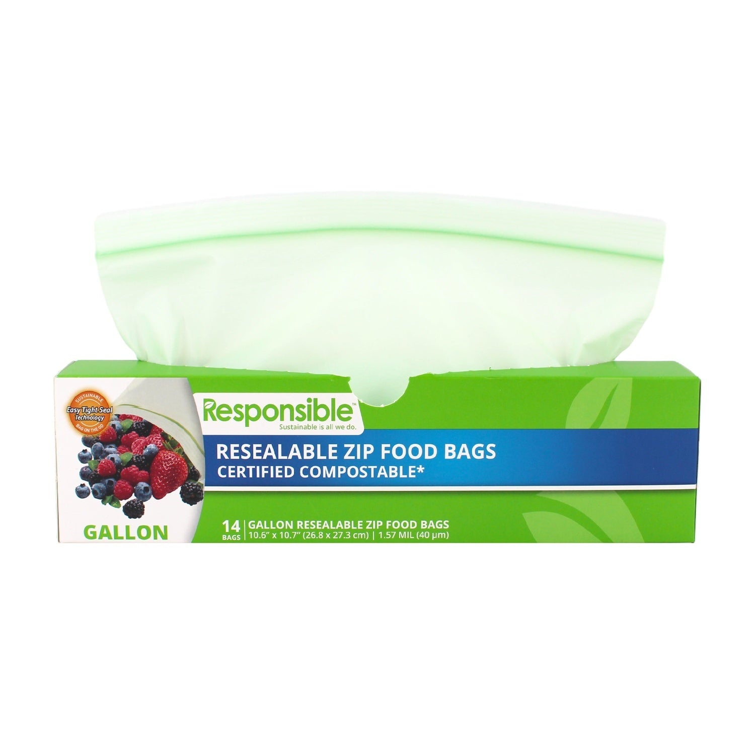 336-PACK OF BAG FOOD COMPOSTABLE GALLON SIZE ZIP-LOCK RESEALABLE