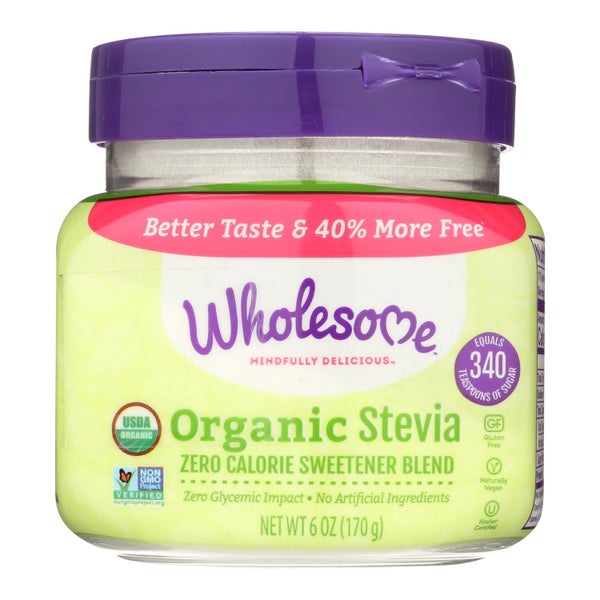 6-PACK OF Sugar Granulated Stevia Sweetner Organic Jar Wholesome 6 oz