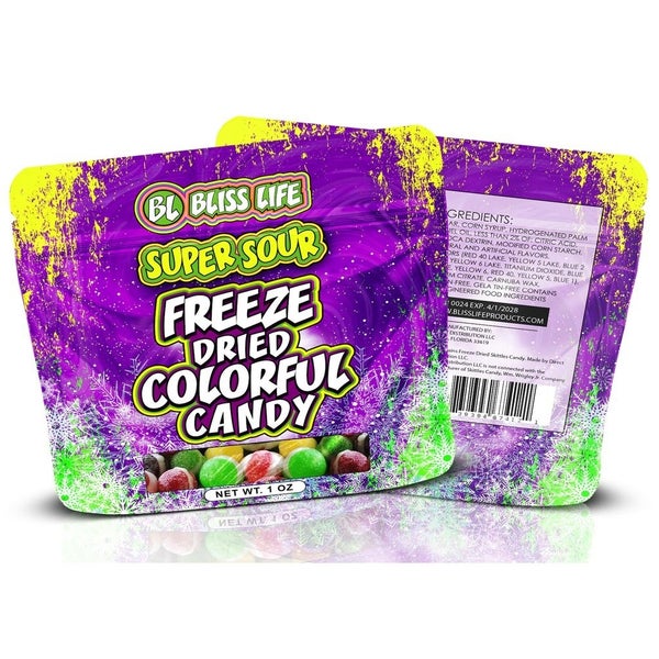 100-PACK OF Candy Freeze Dried Colorful Super Sour, Bliss Life Products
