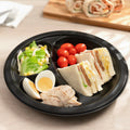 500-PACK OF Plate Round Karat Earth 10.25" Mineral Filled PP Round Plate, Black, 3 compartments - 500 pcs