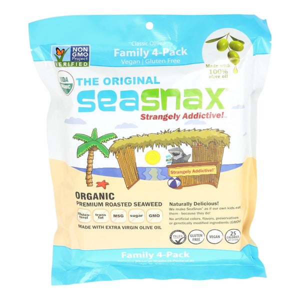 4-PACK OF Snack Chip Classic Olive Roasted Seaweed Seasnax 2.16 oz