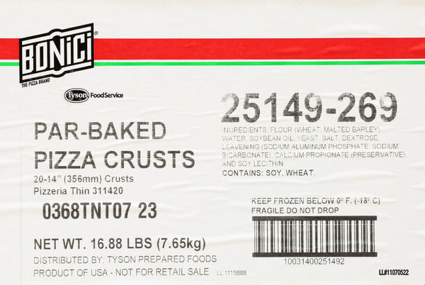 14"-PACK OF PIZZA CRUST PIZERIA THIN PARBK