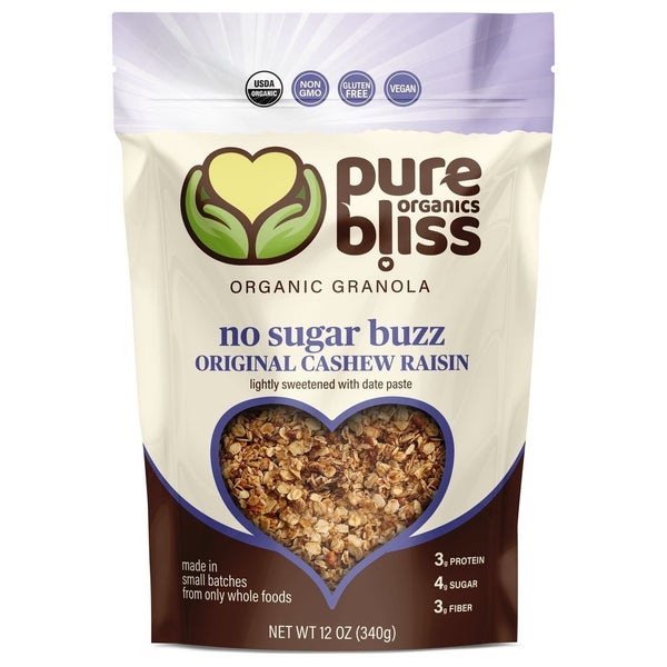 6-PACK OF Organic Granola No Sugar Buzz Original Cinnamon Raisin, Pure Bliss Organics