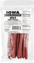 12-PACK OF Beef Sticks Spicy 8 oz, Iowa Smokehouse