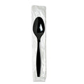 1000-PACK OF Cutlery Plastic Dixie TH53C7 Heavyweight Black Polystyrene Teaspoons - Individually Wrapped (1000 Count) for Sanitary Dining