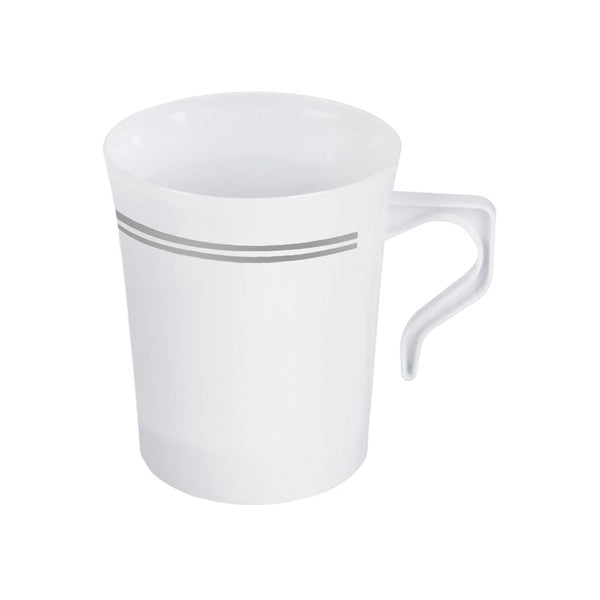 12-PACK OF Mug Plastic 8 oz Silver Edge Rim