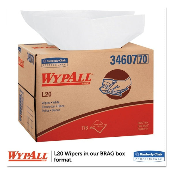 176-PACK OF Towel Wipe WypAll L20 Brag Box Wipers - 176 White Towels for Versatile Cleaning