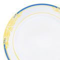 12-PACK OF Plate Salad 7.5" White Blue Gold