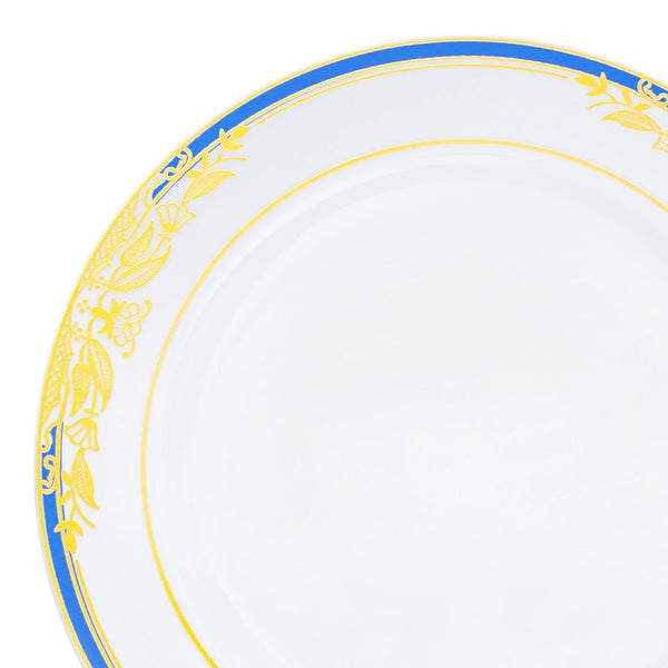 12-PACK OF Plate Salad 7.5" White Blue Gold