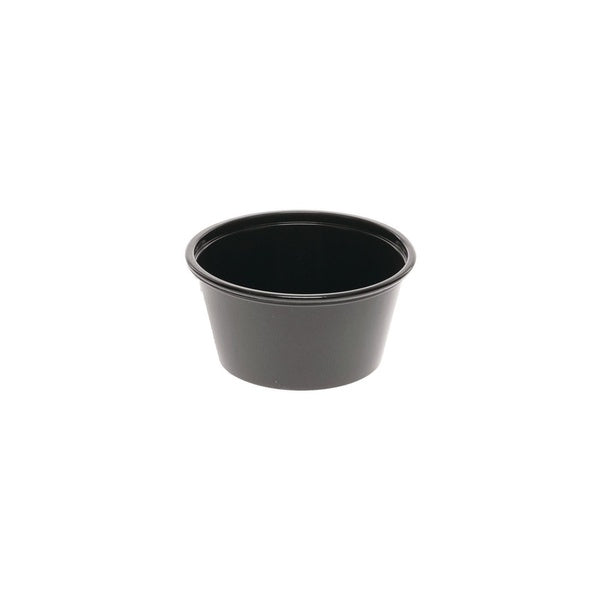 2400-PACK OF Container Plas Pactiv Corp. 2 oz. Black Plastic Portion Cups - 2400 Count for Events and Foodservice