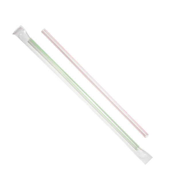 8000-PACK OF Straw Wrapped Karat 8,000 ct Jumbo Straws | Individually Wrapped | Mixed Stripes (0.2" x 7.5")