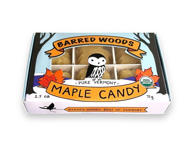 12-PACK OF Candy Maple, Vermont Organic - 6 Piece Gold Gift Box, Barred Woods Maple
