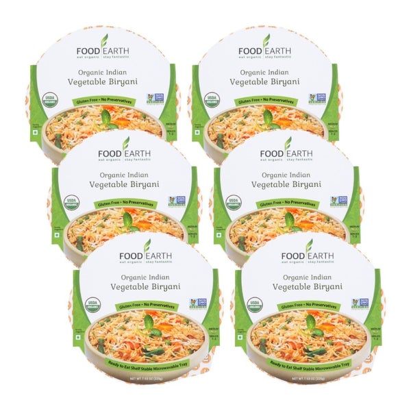 6-PACK OF Entree Rice Vegetable Biryani Food Earth 7.93 oz