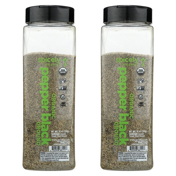 2-PACK OF Pepper Black Ground Organic Spicely Organic 14 oz