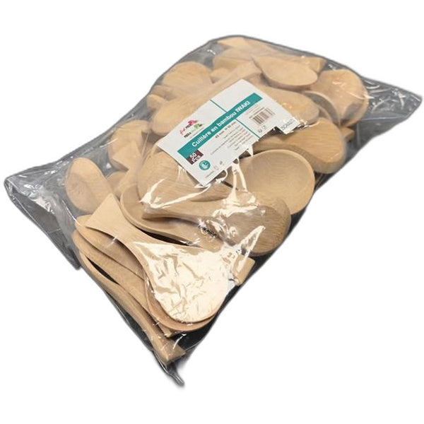 50 CT-PACK OF SPOON ROUND BAMBOO 3.5 IN