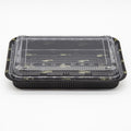 4-PACK OF Container Disp 10.4"x7.8" Black Bento Sushi Rectangular Container w/ Lid 200 Sets