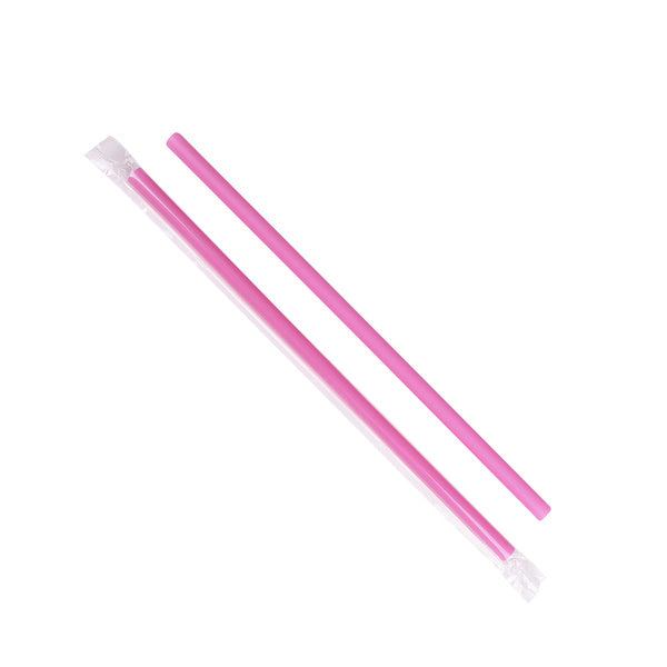 2500-PACK OF Straw Wrapped Karat 2,500 ct Giant Straws | Individually Wrapped | Pink (0.31" x 9")