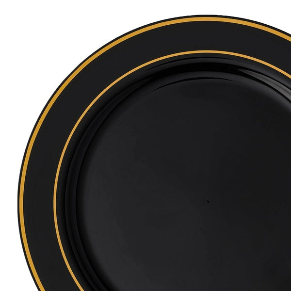 12-PACK OF Plate Appetizer 7.5" Black Gold Edge