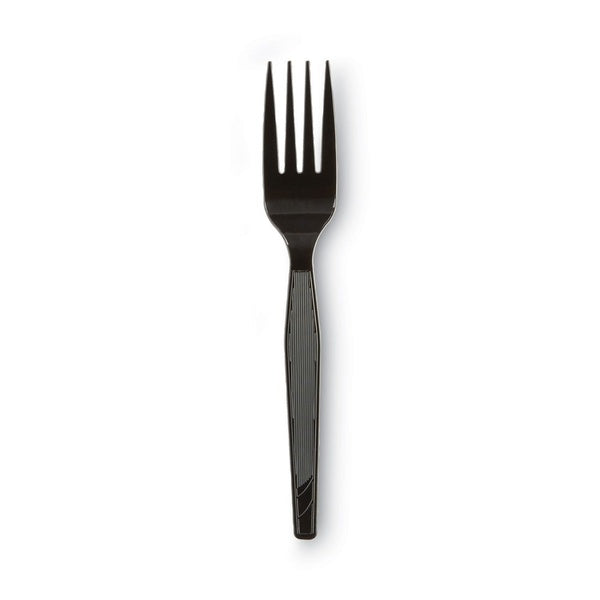 1000-PACK OF Cutlery Plastic Dixie FM517 Heavy Mediumweight Plastic Forks - Elegant Black Disposable Cutlery (1000 Count Carton)