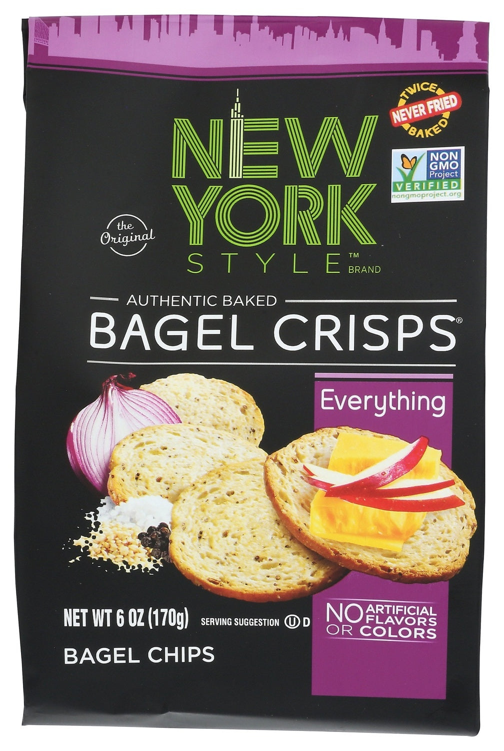 6-PACK OF SNACK CHIP BAGEL, EVERYTHING