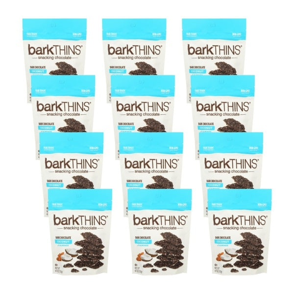 12-PACK OF Candy Chocolate Toasted Coconut With Almonds Bark Thins 4.7 oz
