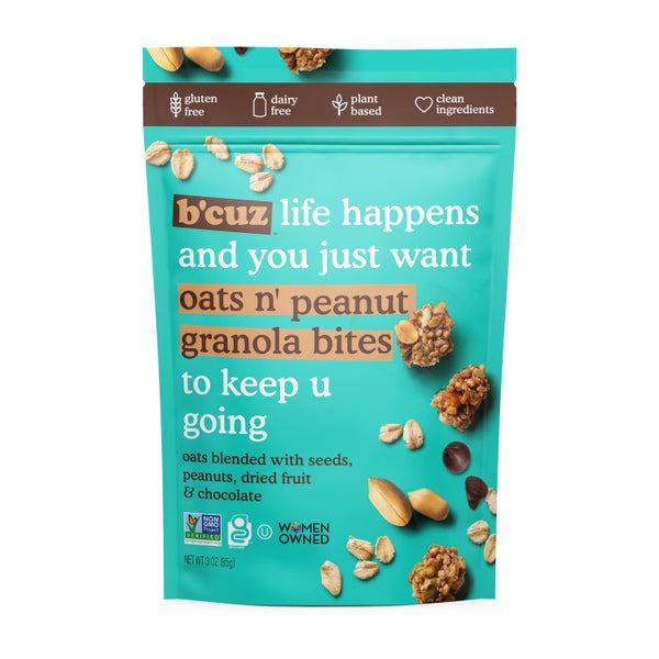 12-PACK OF Granola Bites Oats n' Peanuts, B'cuz Snacks