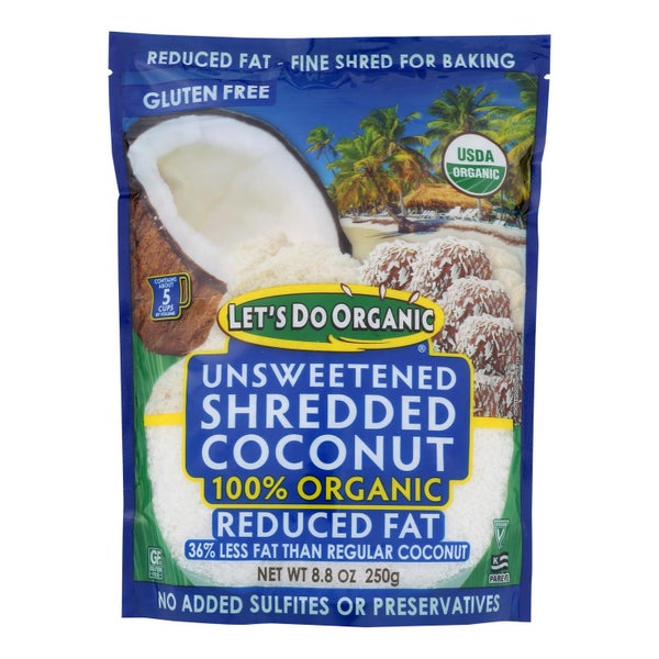 12-PACK OF Coconut Shred Lite Organic Let's Do Organic 8.8 oz