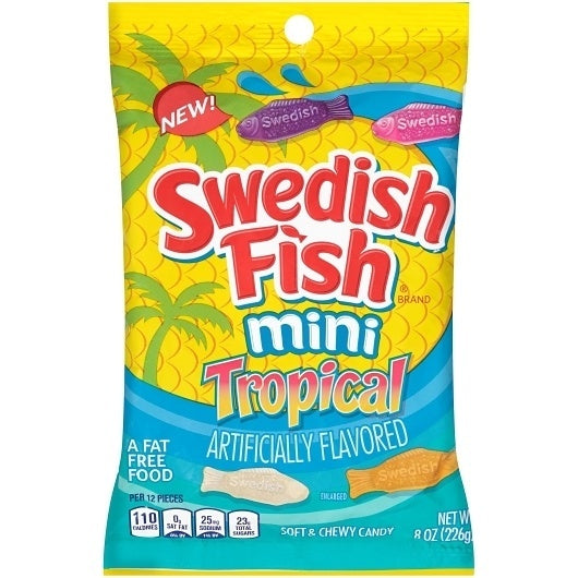 12-PACK OF Fat Free Tropical Soft Candy Swedish Fish Candy, 12 - 8 Oz